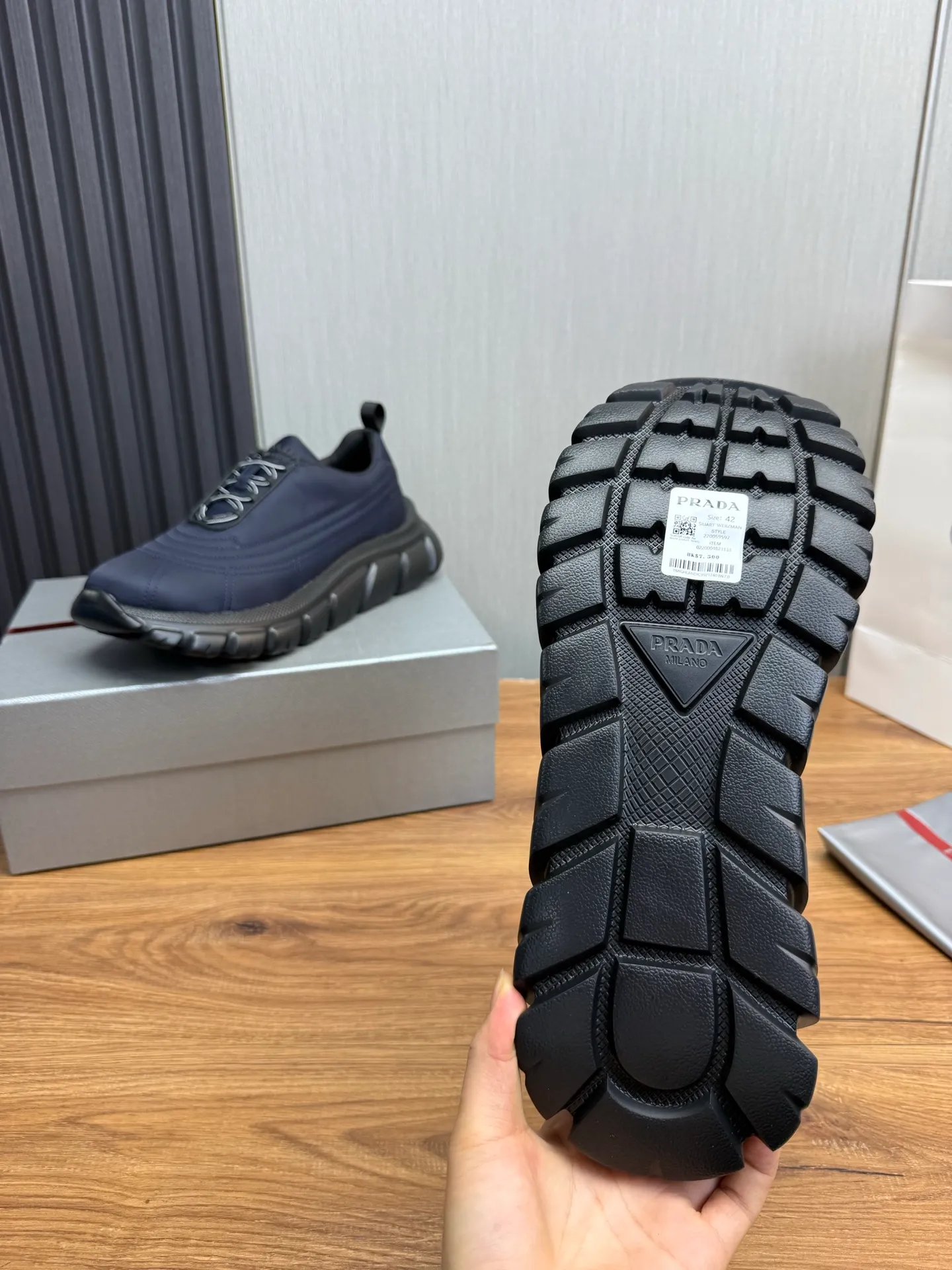 Men's shoes 💰580💰 [PRADA] Men's shoes are popular in the counter, official website synchronization, 1 high-quality shipment ✔️Imported waterproof fabric + cowhide lining, 1🆚1 replica, original sole, 38-45 (45 customized, non-refundable)